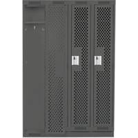 Clean Line Lockers, Bank of 4, 48" x 12" x 76", Steel, Charcoal, Rivet (Assembled), Perforated Planification Entrepots Molloy