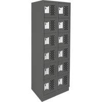 Assembled Lockerettes Clean Line Perforated Economy Lockers, 6 -tier, Bank of 2, 18" x 72" x 12", Steel Planification Entrepots Molloy