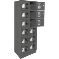 Assembled Lockerettes Clean Line Perforated Economy Lockers, 6 -tier, Bank of 2, 18" x 72" x 12", Steel Planification Entrepots Molloy