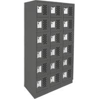 Assembled Lockerettes Clean Line Perforated Economy Lockers, 6 -tier, Bank of 3, 18" x 72" x 12", Steel Planification Entrepots Molloy