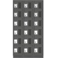 Assembled Lockerettes Clean Line Perforated Economy Lockers, 6 -tier, Bank of 3, 18" x 72" x 12", Steel Planification Entrepots Molloy