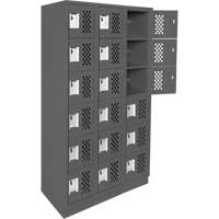 Assembled Lockerettes Clean Line Perforated Economy Lockers, 6 -tier, Bank of 3, 18" x 72" x 12", Steel Planification Entrepots Molloy