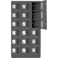 Assembled Lockerettes Clean Line Perforated Economy Lockers, 6 -tier, Bank of 3, 18" x 72" x 12", Steel Planification Entrepots Molloy