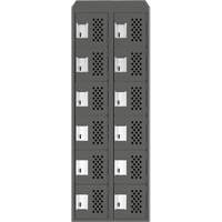 Assembled Lockerettes Clean Line Perforated Economy Lockers, 6 -tier, Bank of 2, 18" x 72" x 12", Steel Planification Entrepots Molloy