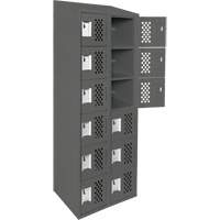 Assembled Lockerettes Clean Line Perforated Economy Lockers, 6 -tier, Bank of 2, 18" x 72" x 12", Steel Planification Entrepots Molloy