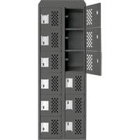 Assembled Lockerettes Clean Line Perforated Economy Lockers, 6 -tier, Bank of 2, 18" x 72" x 12", Steel Planification Entrepots Molloy