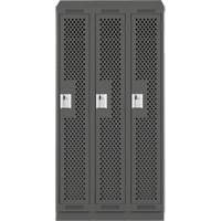 Clean Line Lockers, Bank of 3, 36" x 18" x 82", Steel, Charcoal, Rivet (Assembled), Perforated Planification Entrepots Molloy