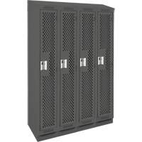 Clean Line Lockers, Bank of 4, 48" x 18" x 82", Steel, Charcoal, Rivet (Assembled), Perforated Planification Entrepots Molloy