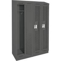 Clean Line Lockers, Bank of 4, 48" x 18" x 82", Steel, Charcoal, Rivet (Assembled), Perforated Planification Entrepots Molloy