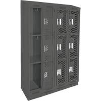 Casiers Clean Line, 3 niveaux, Bloc de 4, 48" x 15" x 82", Acier, Charbon, Rivet (assembl&eacute;), Perfor&eacute; Planification Entrepots Molloy