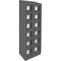 Assembled Lockerettes Clean Line Perforated Economy Lockers, 6 -tier, Bank of 2, 18" x 72" x 12", Steel Planification Entrepots Molloy