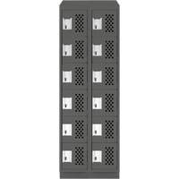 Assembled Lockerettes Clean Line Perforated Economy Lockers, 6 -tier, Bank of 2, 18" x 72" x 12", Steel Planification Entrepots Molloy