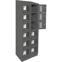 Assembled Lockerettes Clean Line Perforated Economy Lockers, 6 -tier, Bank of 2, 18" x 72" x 12", Steel Planification Entrepots Molloy