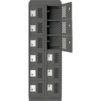 Assembled Lockerettes Clean Line Perforated Economy Lockers, 6 -tier, Bank of 2, 18" x 72" x 12", Steel Planification Entrepots Molloy