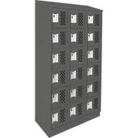 Assembled Lockerettes Clean Line Perforated Economy Lockers, 6 -tier, Bank of 3, 18" x 72" x 12", Steel Planification Entrepots Molloy