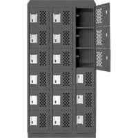 Assembled Lockerettes Clean Line Perforated Economy Lockers, 6 -tier, Bank of 3, 18" x 72" x 12", Steel Planification Entrepots Molloy