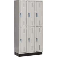 Concorde Heavy-Duty Lockers, 2 -tier, Bank of 3, 36" x 18" x 76", Steel, Grey, Welded (Assembled) Planification Entrepots Molloy