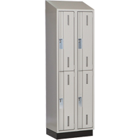 Concorde Heavy-Duty Lockers, 2 -tier, Bank of 2, 24" x 18" x 82", Steel, Grey, Welded (Assembled) Planification Entrepots Molloy