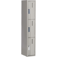 Concorde Heavy-Duty Lockers, 3 -tier, 12" x 18" x 72", Steel, Grey, Welded (Assembled) Planification Entrepots Molloy