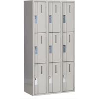 Concorde Heavy-Duty Lockers, 3 -tier, Bank of 3, 36" x 18" x 72", Steel, Grey, Welded (Assembled) Planification Entrepots Molloy