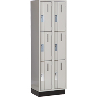 Concorde Heavy-Duty Lockers, 3 -tier, Bank of 2, 24" x 18" x 76", Steel, Grey, Welded (Assembled) Planification Entrepots Molloy