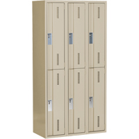 Concorde Heavy-Duty Lockers, 2 -tier, Bank of 3, 36" x 18" x 72", Steel, Beige, Welded (Assembled) Planification Entrepots Molloy