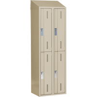 Concorde Heavy-Duty Lockers, 2 -tier, Bank of 2, 24" x 18" x 78", Steel, Beige, Welded (Assembled) Planification Entrepots Molloy