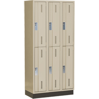 Concorde Heavy-Duty Lockers, 2 -tier, Bank of 3, 36" x 18" x 76", Steel, Beige, Welded (Assembled) Planification Entrepots Molloy
