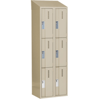Concorde Heavy-Duty Lockers, 3 -tier, Bank of 2, 24" x 18" x 78", Steel, Beige, Welded (Assembled) Planification Entrepots Molloy