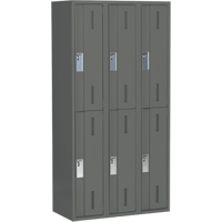 Concorde Heavy-Duty Lockers, 2 -tier, Bank of 3, 36" x 18" x 72", Steel, Charcoal, Welded (Assembled) Planification Entrepots Molloy