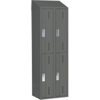 Concorde Heavy-Duty Lockers, 2 -tier, Bank of 2, 24" x 18" x 78", Steel, Charcoal, Welded (Assembled) Planification Entrepots Molloy