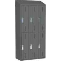Concorde Heavy-Duty Lockers, 2 -tier, Bank of 3, 36" x 18" x 78", Steel, Charcoal, Welded (Assembled) Planification Entrepots Molloy