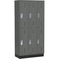 Concorde Heavy-Duty Lockers, 2 -tier, Bank of 3, 36" x 18" x 76", Steel, Charcoal, Welded (Assembled) Planification Entrepots Molloy