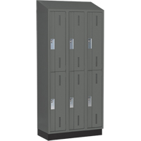 Concorde Heavy-Duty Lockers, 2 -tier, Bank of 3, 36" x 18" x 82", Steel, Charcoal, Welded (Assembled) Planification Entrepots Molloy