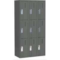 Concorde Heavy-Duty Lockers, 3 -tier, Bank of 3, 36" x 18" x 72", Steel, Charcoal, Welded (Assembled) Planification Entrepots Molloy