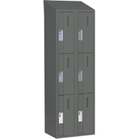 Concorde Heavy-Duty Lockers, 3 -tier, Bank of 2, 24" x 18" x 78", Steel, Charcoal, Welded (Assembled) Planification Entrepots Molloy