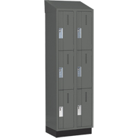 Concorde Heavy-Duty Lockers, 3 -tier, Bank of 2, 24" x 18" x 82", Steel, Charcoal, Welded (Assembled) Planification Entrepots Molloy