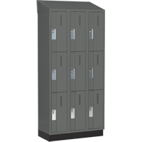 Concorde Heavy-Duty Lockers, 3 -tier, Bank of 3, 36" x 18" x 82", Steel, Charcoal, Welded (Assembled) Planification Entrepots Molloy