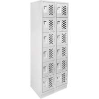 Assembled Lockerettes Clean Line Perforated Economy Lockers, 6 -tier, Bank of 2, 18" x 72" x 12", Steel Planification Entrepots Molloy