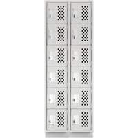 Assembled Lockerettes Clean Line Perforated Economy Lockers, 6 -tier, Bank of 2, 18" x 72" x 12", Steel Planification Entrepots Molloy