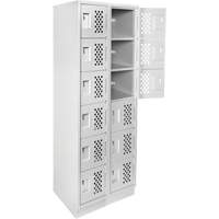 Assembled Lockerettes Clean Line Perforated Economy Lockers, 6 -tier, Bank of 2, 18" x 72" x 12", Steel Planification Entrepots Molloy