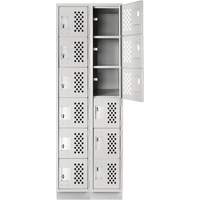 Assembled Lockerettes Clean Line Perforated Economy Lockers, 6 -tier, Bank of 2, 18" x 72" x 12", Steel Planification Entrepots Molloy