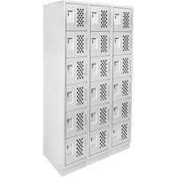 Assembled Lockerettes Clean Line Perforated Economy Lockers, 6 -tier, Bank of 3, 18" x 72" x 12", Steel Planification Entrepots Molloy