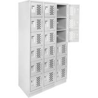 Assembled Lockerettes Clean Line Perforated Economy Lockers, 6 -tier, Bank of 3, 18" x 72" x 12", Steel Planification Entrepots Molloy