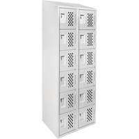 Assembled Lockerettes Clean Line Perforated Economy Lockers, 6 -tier, Bank of 2, 18" x 72" x 12", Steel Planification Entrepots Molloy