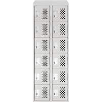 Assembled Lockerettes Clean Line Perforated Economy Lockers, 6 -tier, Bank of 2, 18" x 72" x 12", Steel Planification Entrepots Molloy