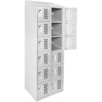 Assembled Lockerettes Clean Line Perforated Economy Lockers, 6 -tier, Bank of 2, 18" x 72" x 12", Steel Planification Entrepots Molloy