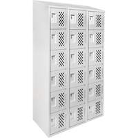 Assembled Lockerettes Clean Line Perforated Economy Lockers, 6 -tier, Bank of 3, 18" x 72" x 12", Steel Planification Entrepots Molloy