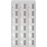 Assembled Lockerettes Clean Line Perforated Economy Lockers, 6 -tier, Bank of 3, 18" x 72" x 12", Steel Planification Entrepots Molloy