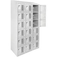 Assembled Lockerettes Clean Line Perforated Economy Lockers, 6 -tier, Bank of 3, 18" x 72" x 12", Steel Planification Entrepots Molloy